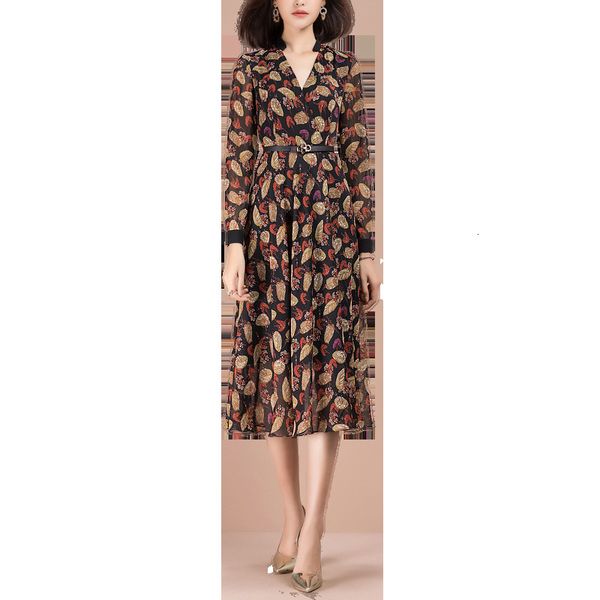 

most recent spring arrival long sleeves neck prints chiffon women lia7, Black;gray