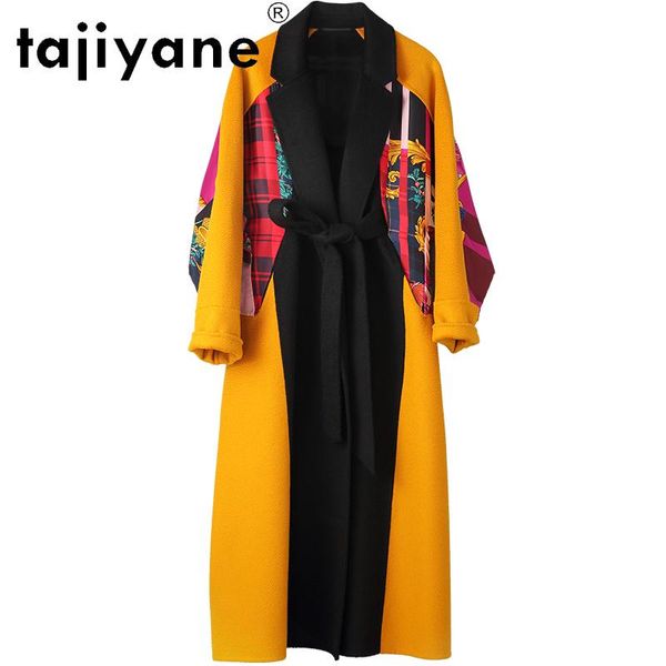 

women's wool & blends tajiyane winter 2021 coats for women 100% jackets especially female double-sided cashmere coat abrigo mujer tn149, Black