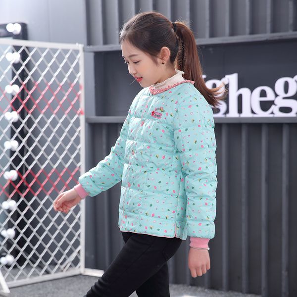 

inner liner light thin girl's new style children's autumn and winter down jacket female baby's long sleeve coat, Blue;gray