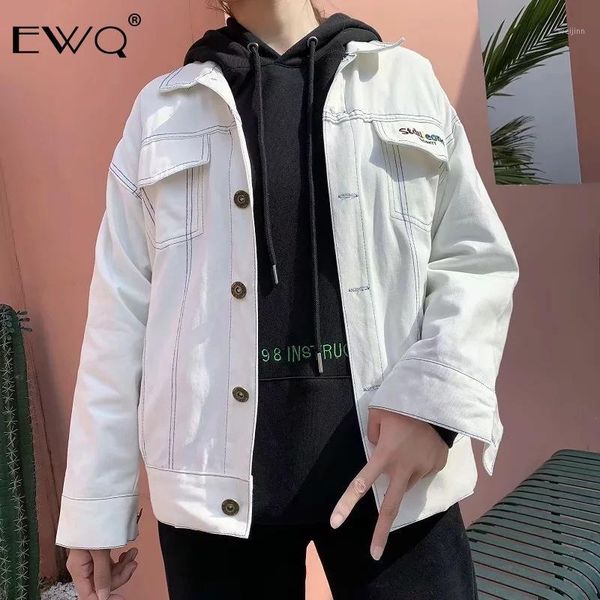 

ewq / tide men's clothing 2020 spring new loose coat trend loose work clothes white letter embroidery jacket streetwear 9y288001, Black;brown