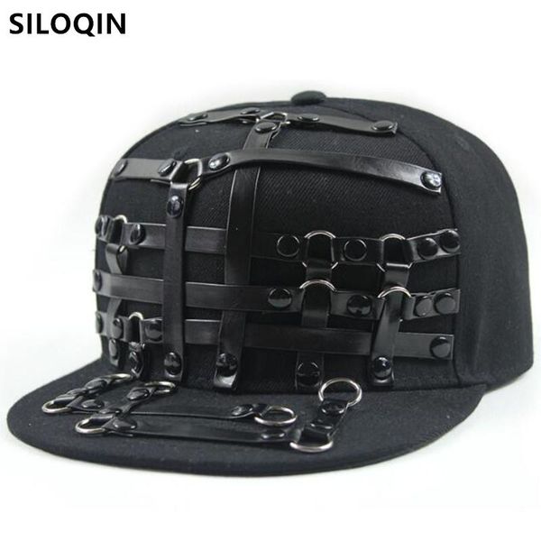 

ball caps siloqin men women personality trend hip hop novelty punk style headdress decorated couple hat bar nightclub flat brim, Blue;gray