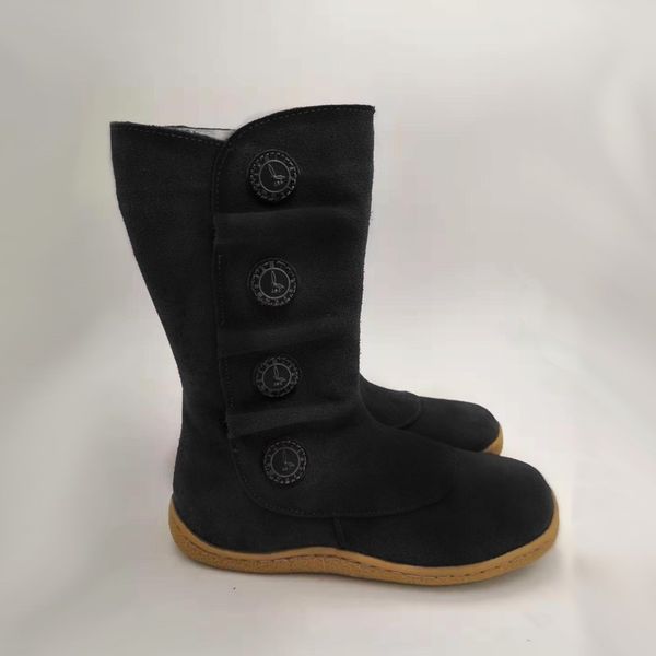 

tipsietoes barefoot genuine leather baby toddler girl boy kids shoes for fashion winter boots furry inside zimni  koziskem y201028, Black;grey