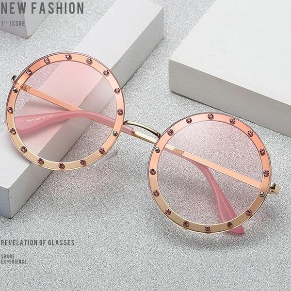 

sunglasses 2021 retro ladies round diamond for women frameless metal frame big bling sun glasses red pink yellow lens fml, White;black