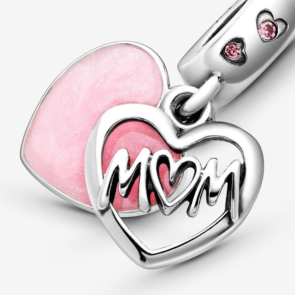 

fashion 925 sterling silver beads mum script heart dangle charms fit original european bracelets women diy jewelry, Black