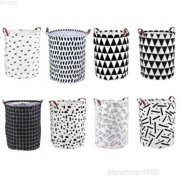 

new laundry basket household canvas buckets children's toys storage baskets organizer home sundries storages barrel bags owd1078