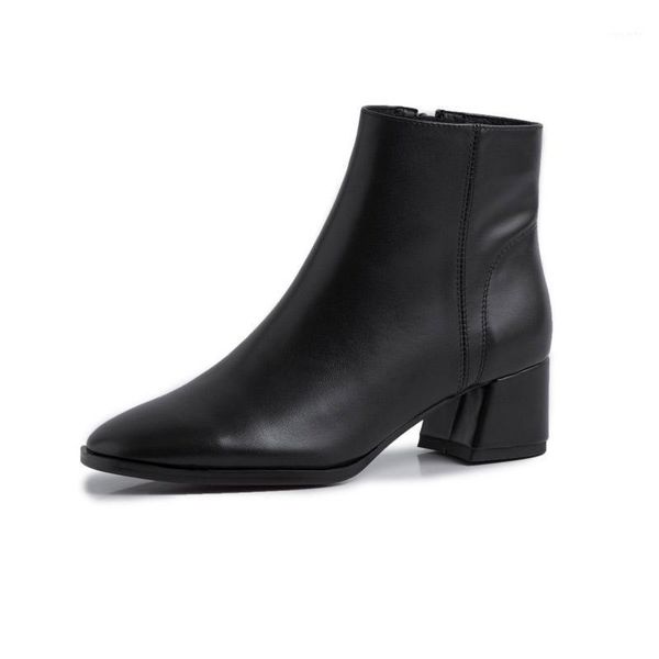 

zorssar woman fashion boots round head boots thick heel side zipper design for simple popular fashion women's1, Black