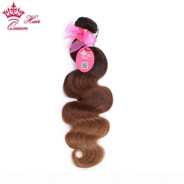 

queen hair products ombre 3 tone color (#2 #6 #27) brazilian hair body wave 100% virgin human hair bundles ing, Black