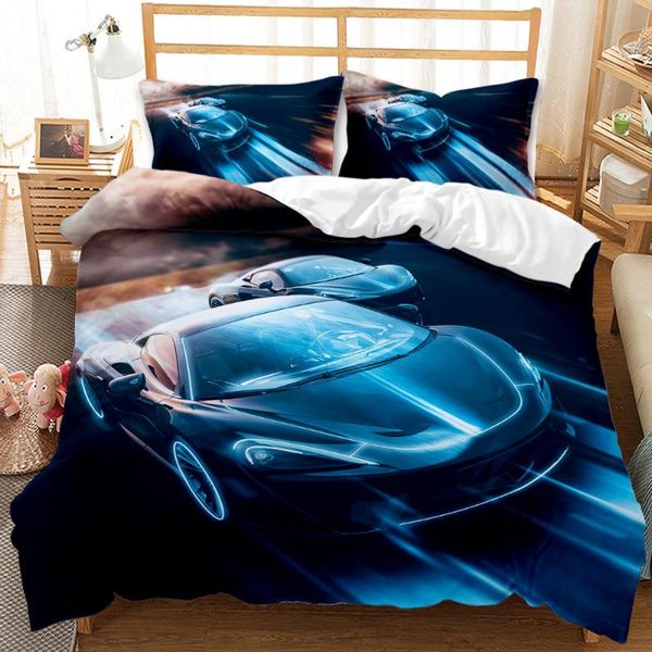 

3d гоночный автомобиль напечатанный постельное белье набор король