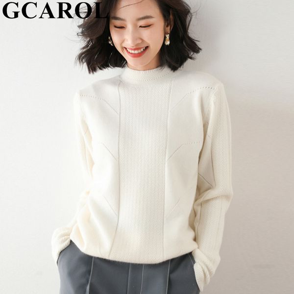 

gcarol women standard collar twist cashmere sweater drop shoulder 30% wool knitted bottomed jumper fall winter thick pullover 201130, White;black