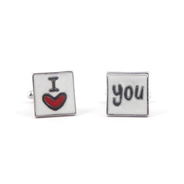 

keychains fashion french cufflinks i love you letter cuff links shirt accessories jewelry christmas gift for lover, Silver