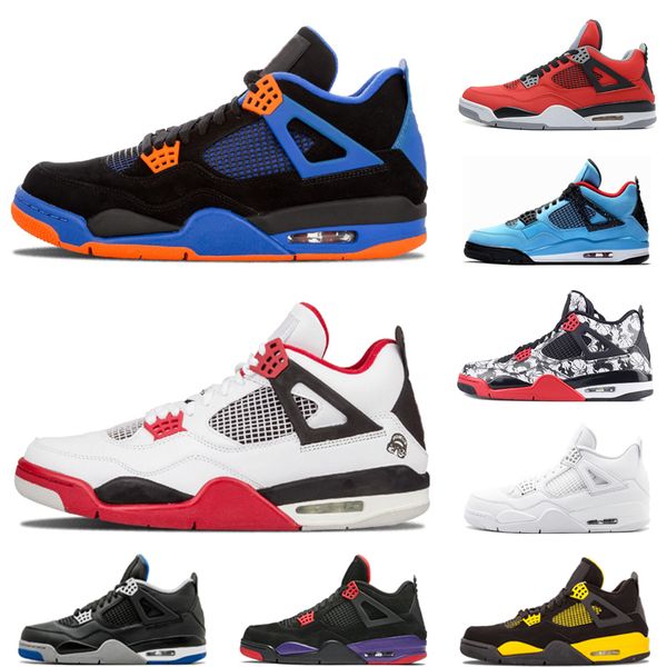 

4s basketball shoes fashion men sneakers cactus jack bred oreo royalty white cement pure money mens sport trainers size 40-47