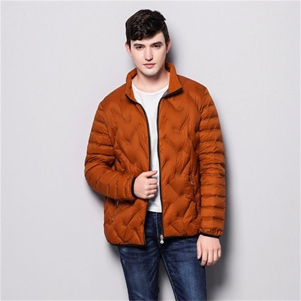 

2021 new men's ultra light down jacket male stand collar feather parka for men outwear plus coat cst0, Black