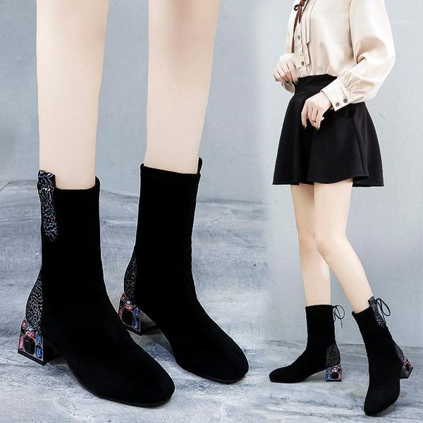 

lady boots women's rubber shoes rain winter footwear boots-women round toe luxury designer low 2020 stockings autumn1, Black