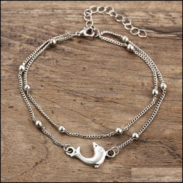 

anklets jewelry 1pc chain dolphin fish anklet bracelet sandal foot women leg ocean beach drop delivery 2021 pckwb, Red;blue