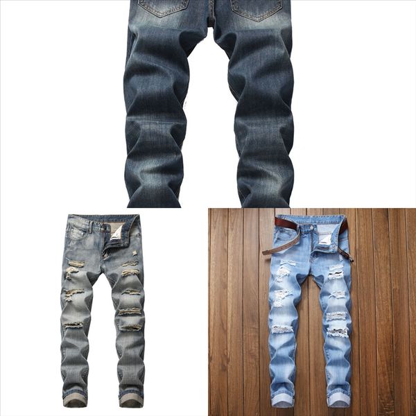 

ouxde casual men jeans fashion jeans hole belt man patchwork man loose harem pants trousers men's denim pants korean straight harajuku, Black