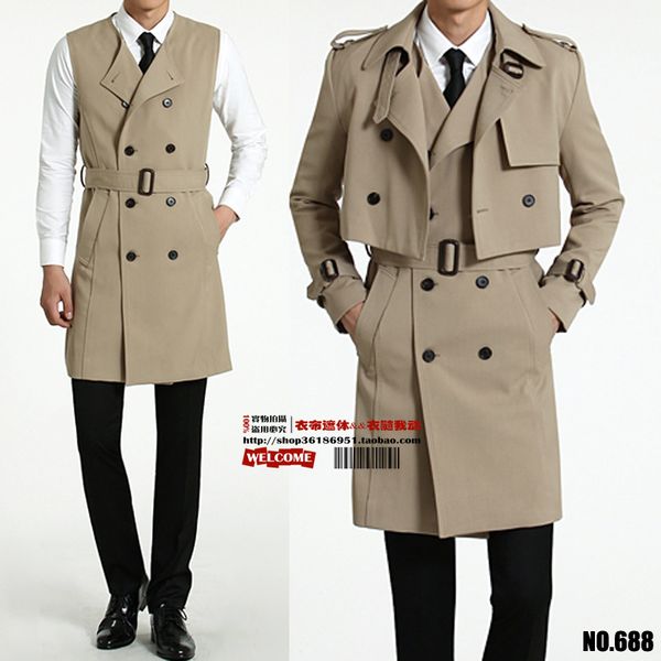 

new male windbreaker jacket men's brand fashion long outerwear men business casual long trench coat c1118, Black;brown