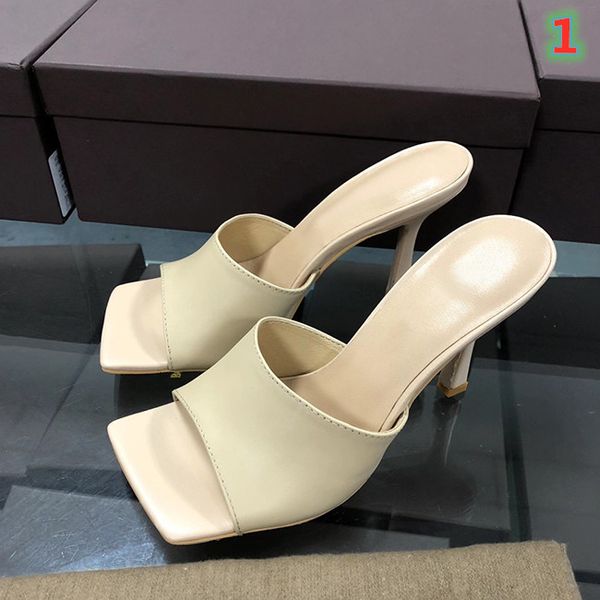 

luxury designer women's slippers square mules toe sandal stretch sandals high heel sandals luxury lady wedding high heels with box, Black