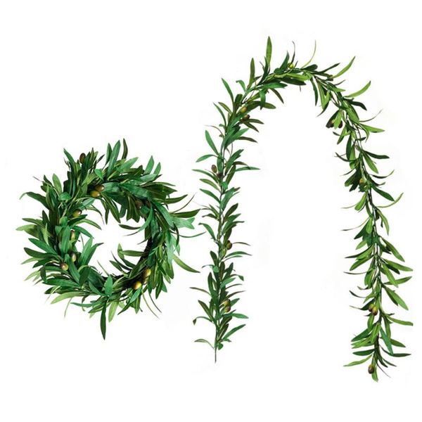

decorative flowers & wreaths 1.85m home decor hanging olive leaf with fruit garland artificial vine decorations green rattan