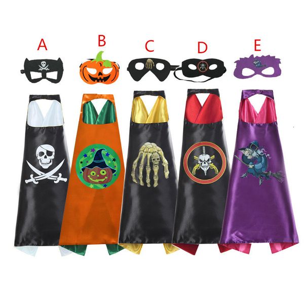 

double children l70*w70cm 5 side design and mask sets cape costume kids halloween party costumes for christmas easter co
