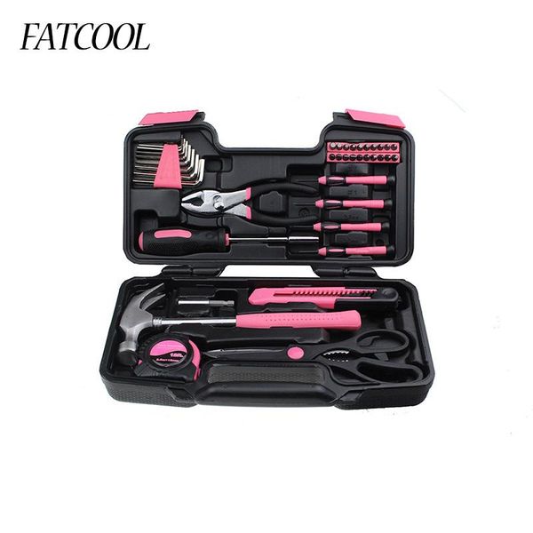 

professional hand tool sets fatcool 39 piece diy household home set screwdrivers pliers hammer wrenches measure tape band hard storage box