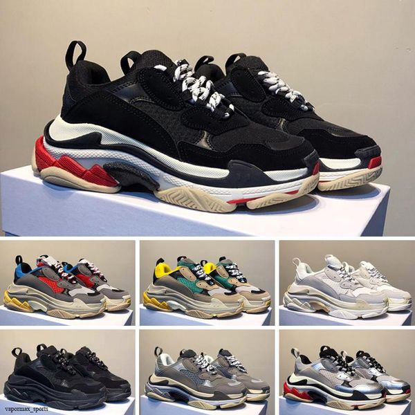 

new tripleclear sole casual shoes white black neon green navy grey green clear sole men women sneakers fluo red paris dad trainers, White;red