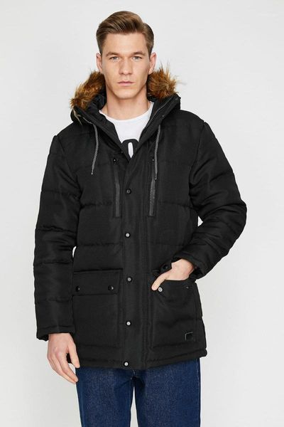 

koton men's black coat parka down jackets for men winter coat1