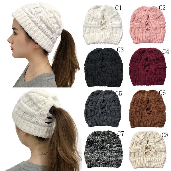 

16styes girl winter knitted hats criss women cross ponytail beanie outdoor crochet beanies caps party hat gga37644i7q
