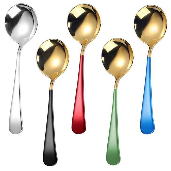 

spoons 5 colors elegant coffee stainless steel dessert kitchen utensils fashion round1