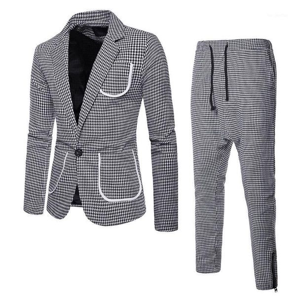 

men's suits & blazers men 2021 korea suit 2-piece slim blazer business wedding party jacket coat pants coat1, White;black