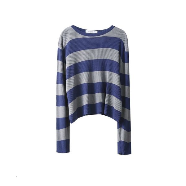

new women's round with rough stripes spring and fresh casual fall simple around the thin neck sweater s65w, White;black