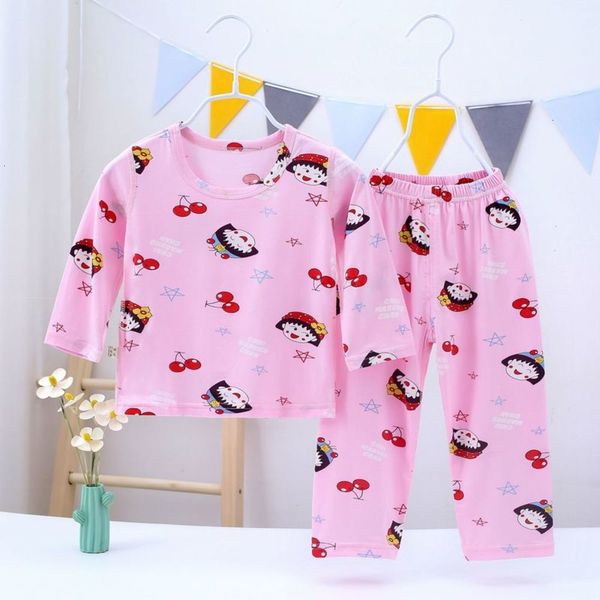 

patchwork children's icelandic cotton home bonels suit boys' and girls' long sve trousers air conditioning pajamas, Blue;red