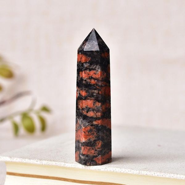 Objetos decorativos Figuras 1pc Stone natural Red Labradorita Crystal Point Wand Healing Energy Quartz Decoração em casa Reiki Obelisk Poli