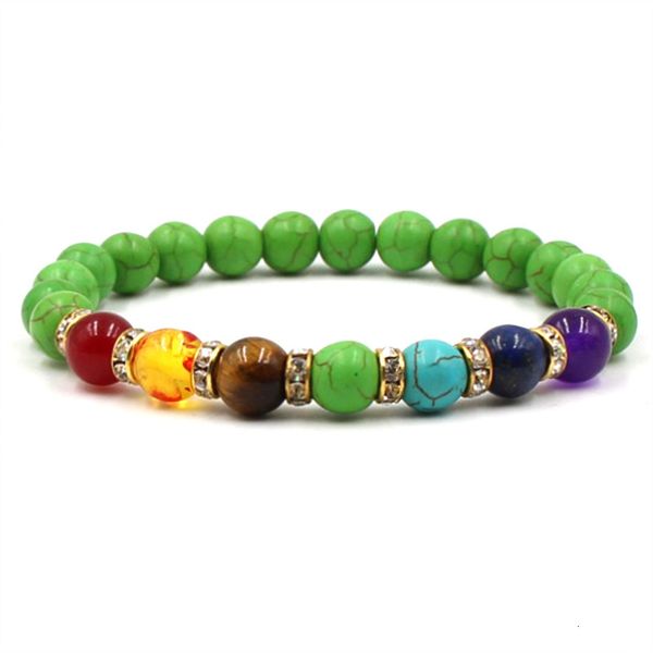 

7 black lava fashion chakra 8mm turquoise healing balance beads reiki buddha prayer natural stone yoga bracelet2mak, Golden;silver