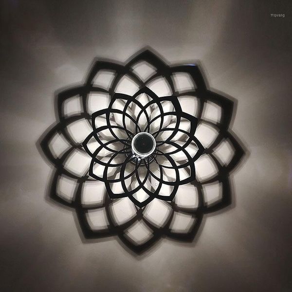 

[seven neon]lutos flower acrylic led wall light flower shadow sconce led night light for home creative indoor carved corridor1