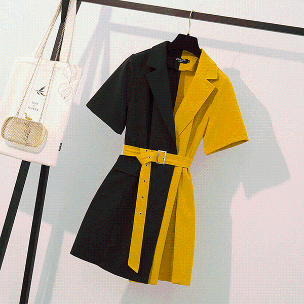 

party dresses women summer dress 2021 patchwork casual shirt mini black plus size korean fashion clothing ropa mujer verano, White;black