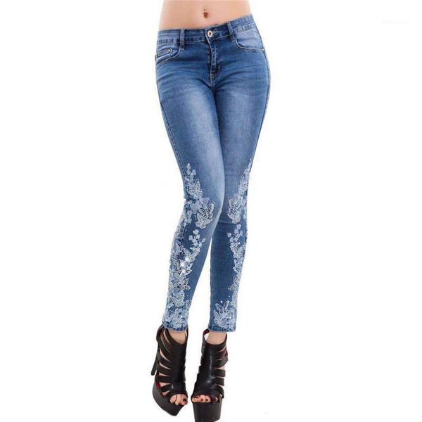 

jeans women light blue s-5xl plus size high waist pencil jeans 2020 new spring summer mom embroidery skinny thin lr341