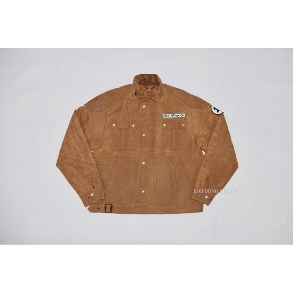 

cotton coat waxed short style stand-up motorcycle man's jacket 7p4d, Black;brown