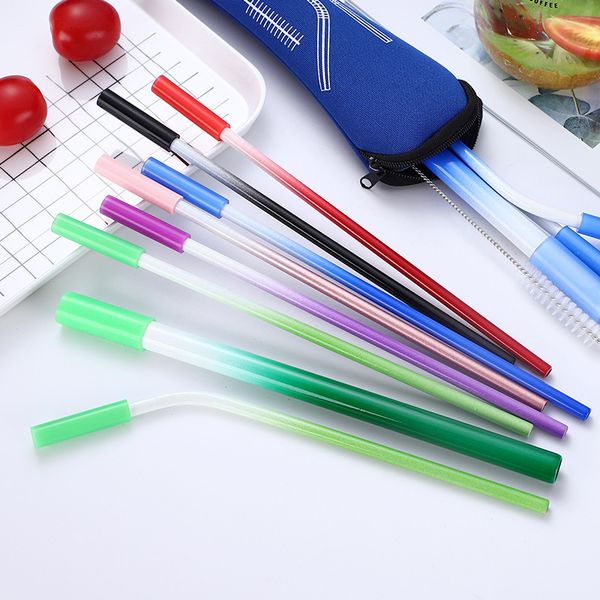 

stainless steel straw set eco friendly simplicity tubularis suit silicone head suction tubes kit fashion portable 8 2zj j1