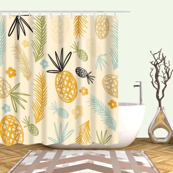

shower curtains large 180x200cm bath curtain waterproof polyester fabric pineapple print for bathroom1