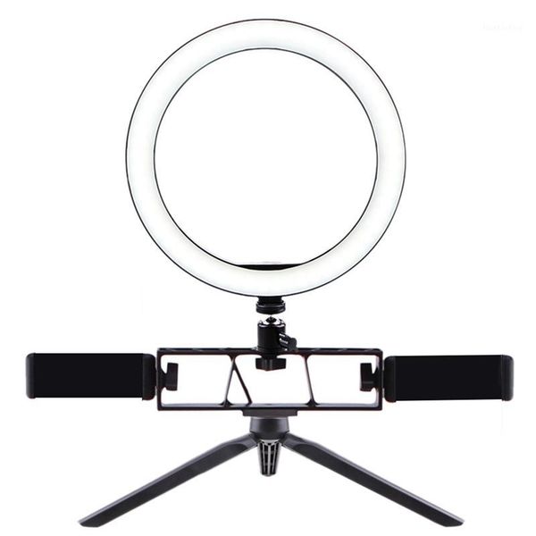 

flash heads 26cm dimmable ring light with tripod and dual phone clip for makeup live pographic studio youtube1