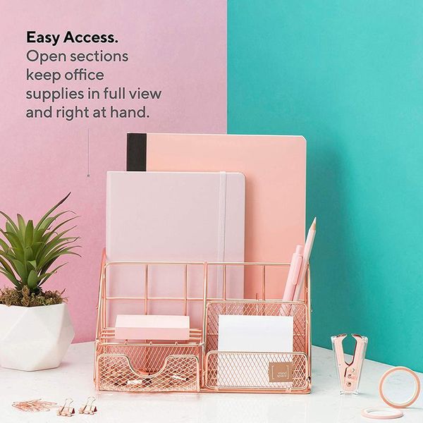 

office desk organizer with 6 compartments and drawer the mesh collection storage holder case _wk