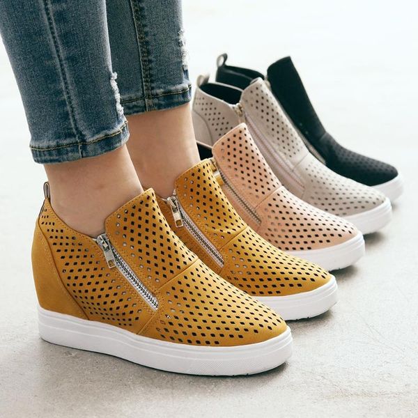 

пустые прохладные высокие верхние дышащие кроссовки боковой молнии на молния, Black