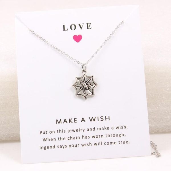 

spider web pendant necklace for women gift (have card)1, Silver