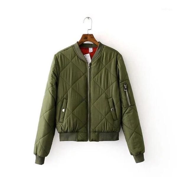 

solid color short quilted coat parkas jackets autumn winter women outerwear v-neck zipper diamond lattice coats jackets 1, Black;brown