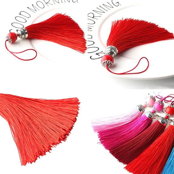 

2pcs lot silk tassel fringe brush sling tassels trim with beads pendant for sew curtains jewelry accessories diy wedding decor h jllhwr