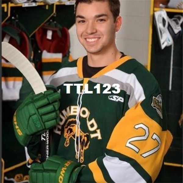 

real 121 full embroidery custom greeen #27 humboldt broncos logan boulet vintage hockey jersey or custom any name or number jersey, Black