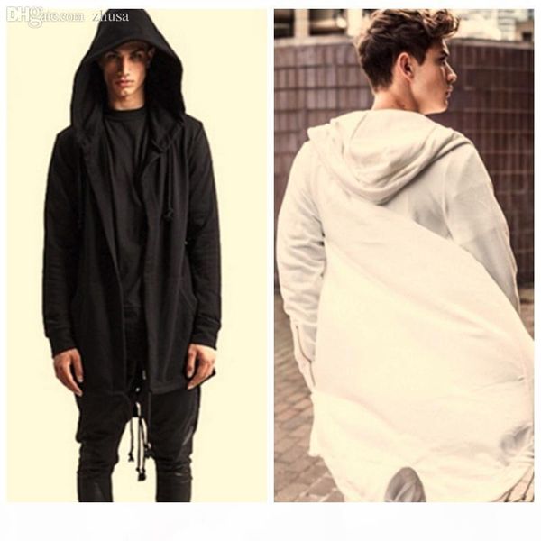 

wholesale-mens hoodies and sweatshirts oversized hombre hip hop men hooded sweatshirt hoodies long section cardigan coat cape cloak w05, Black