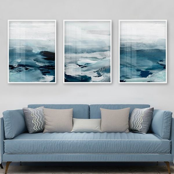 

3 panels abstract wall art seascape canvas oil painting minimalist nordic posters prints wall picture for living room home decor
