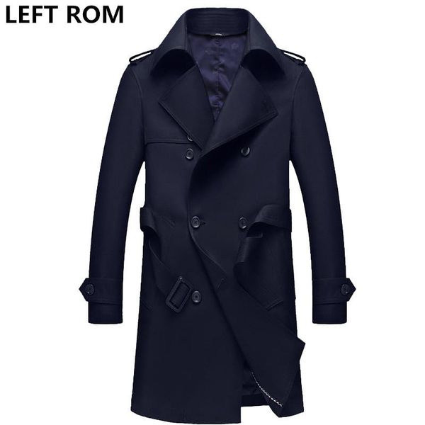 

left rom fashion men high grade pure color double-breasted trench coat/male leisure keep warm business jacket large size 4xl, Tan;black
