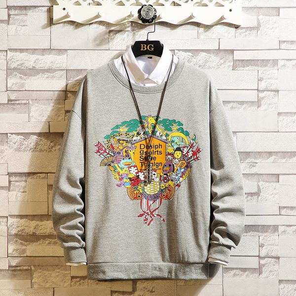 

2021 new autumn spring print hooded hoodie of hip hop punk pullover streetwear fashion clothes more asian size m-5xl yf2z, Black